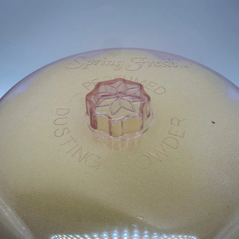 Vtg New Spring Fresh Perfumed Dusting Powder Pink Case & Puff Delagar Sealed